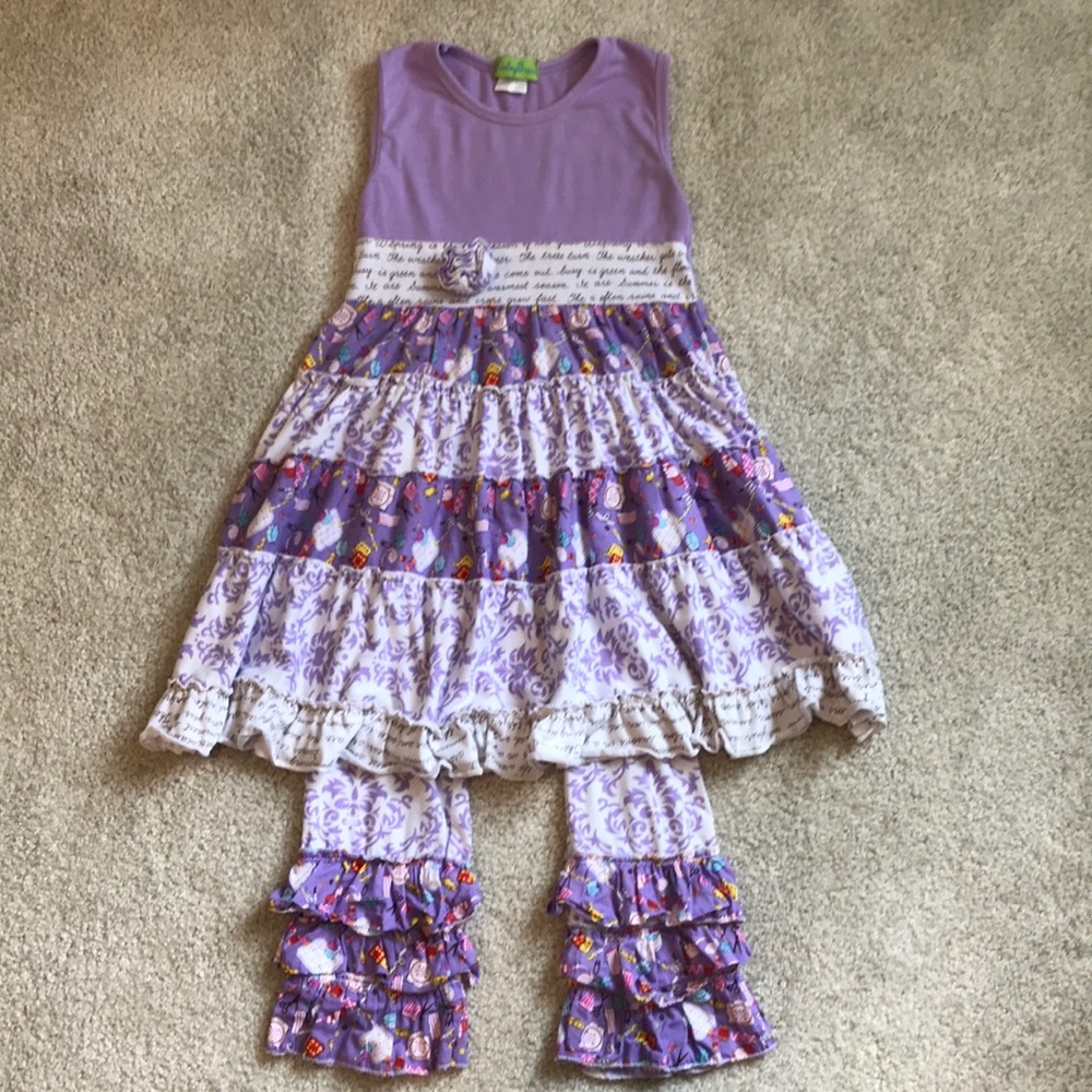 Purple southern style ruffle pants outfit